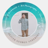 Moderner Abschluss Strand Modernes Foto Reisen Runder Aufkleber (Vorderseite)