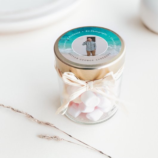 Moderner Abschluss Strand Modernes Foto Reisen Runder Aufkleber