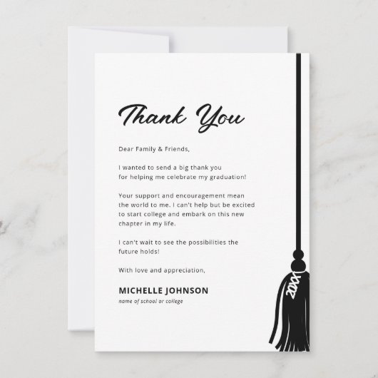 Moderner Abschluss Tassel Vielen Dank Dankeskarte (Vorderseite)
