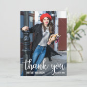 Moderner Abschluss Vielen Dank für Ihre Graduate F Ankündigung (Stehend Vorderseite)