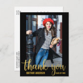 Moderner Abschluss Vielen Dank, Graduate Foto Gold Postkarte (Vorne/Hinten)