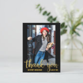 Moderner Abschluss Vielen Dank, Graduate Foto Gold Postkarte (Stehend Vorderseite)