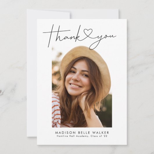 Moderner Abschluss Vielen Dank Herzkarte Dankeskarte (Vorderseite)