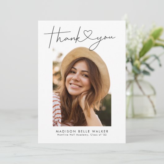 Moderner Abschluss Vielen Dank Herzkarte Dankeskarte (Stehend Vorderseite)