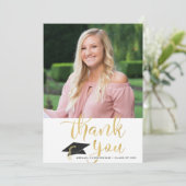 Moderner Abschluss Vielen Dank Script Foto Imitate Dankeskarte (Stehend Vorderseite)
