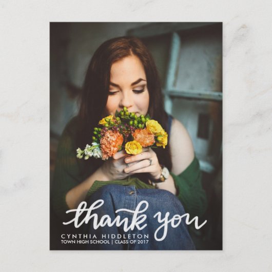 Moderner Abschluss Vielen Dank Typografie Foto Postkarte (Vorderseite)