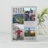 Moderner Abschluss Vier Fotos silber gebürstet Ankündigung (Stehend Vorderseite)