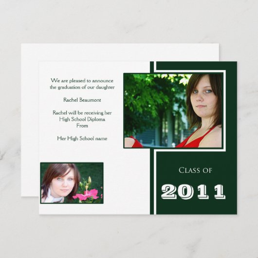 Moderner Abschluss Weiß und Grün Ankündigung (Vorne/Hinten)