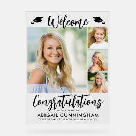 Moderner Abschluss Willkommen 4 Fotos Script Acrylschild