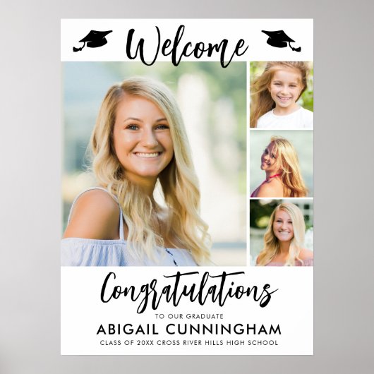 Moderner Abschluss Willkommen 4 Fotos Script Poster (Vorne)