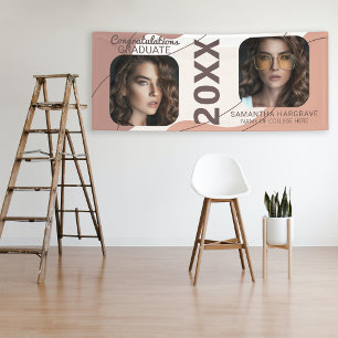 Moderner Absolvent   2 Fotos Collage Abschluss Banner