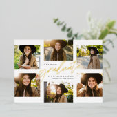 Moderner Absolvent sechs Foto Collage Abschluss Folieneinladung (Stehend vorne)