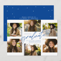Moderner Absolvent sechs Foto Collage Blue Abschlu