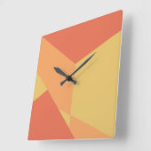 Moderner abstrakt orangefarbener geometrischer Far Quadratische Wanduhr (Winkel)