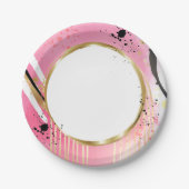 Moderner Abstrakt rosafarbener Retro Party Spaß Pappteller (Vorderseite)