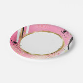 Moderner Abstrakt rosafarbener Retro Party Spaß Pappteller (Schrägansicht)