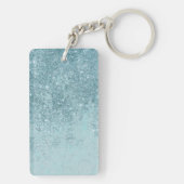 Moderner abstrakter aquamariner Glitter erröten Schlüsselanhänger (Rückseite)