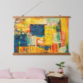 Moderner Abstrakter Ausdruck Wandteppich Mit Holzrahmen (Schlafzimmer)