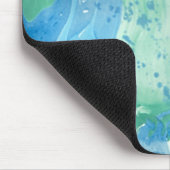 Moderner Abstrakter, blau-grüner Marmorausblick Mousepad (Ecke)