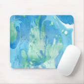 Moderner Abstrakter, blau-grüner Marmorausblick Mousepad (Mit Mouse)