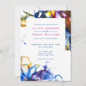 Moderner, abstrakter, blauer rosa Marmor Einladung (Vorderseite)