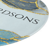 Moderner Abstrakter Blue Gold Agate Stone Name Schneidebrett (Ecke)