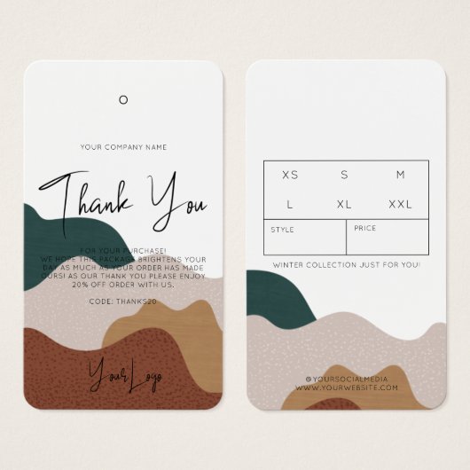 Moderner Abstrakter Boho Business Clohang Tag (Vorne & Hinten)