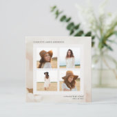 Moderner abstrakter Collage-Absolvent mit minimale Einladung (Stehend Vorderseite)