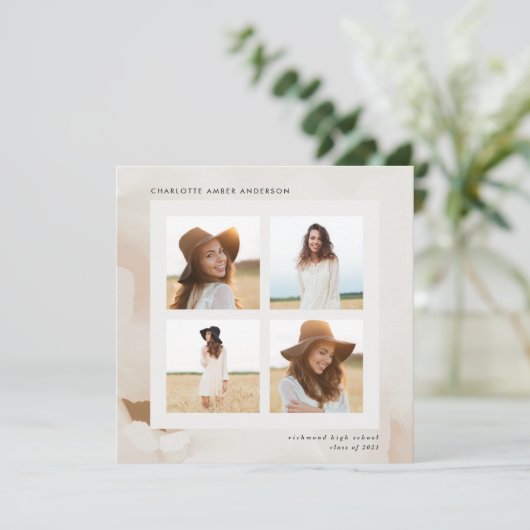 Moderner abstrakter Collage-Absolvent mit minimale Einladung (Stehend Vorderseite)