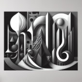 Moderner abstrakter Design Schwarzer Kubismus Surr Poster (Vorne)