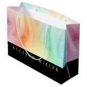 Moderner Abstrakter Designer Watercolor Personalis Große Geschenktüte (Rückseite Schrägansicht)