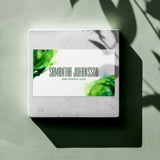 Moderner Abstrakter Emerald Green Brush Stroke Tre Visitenkarte
