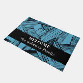 Moderner Abstrakter Familienname Willkommen Fußmatte (Schrägansicht)