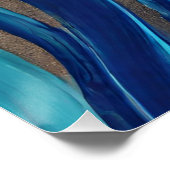 Moderner Abstrakter Flow Art-Blue und Gold- Poster (Ecke)