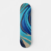 Moderner Abstrakter Flow Art-Blue und Gold- Skateboard (Vorne)
