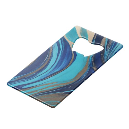 Moderner Abstrakter Flow Art- Geldbeutel Flaschenöffner (Vorderseite Schrägansicht)