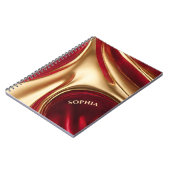 Moderner Abstrakter Flow Art-Red und Gold- Notizblock (Linke Seite)