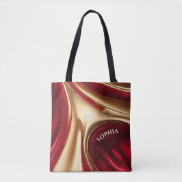 Moderner Abstrakter Flow Art-Red und Gold- Tasche