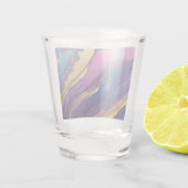 Moderner Abstrakter Fluss Art - Blau Lila rosa Gol Schnapsglas (Rückseite)