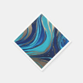 Moderner Abstrakter Fluss Art- Blau und Gold- Serviette (Ecke)