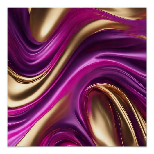 Moderner Abstrakter Fluss Art - Lila Rosa und Gold Poster (Vorderseite)