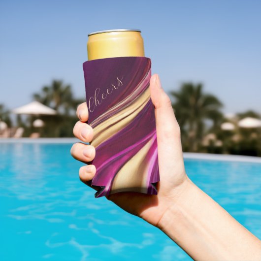 Moderner Abstrakter Fluss Kunst - Fuchsia Lila und Selters Dosenkühler (In Situ Pool)