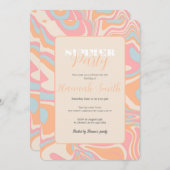 Moderner abstrakter Flüssig-Wirbel Peach Fuzz Einladung (Vorne/Hinten)