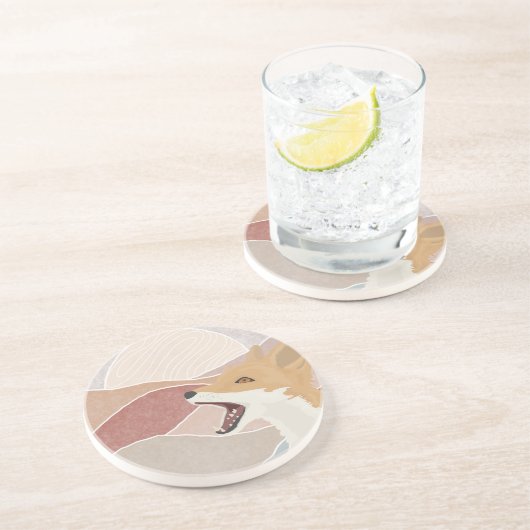 Moderner Abstrakter Fox & The Hills Stone Getränkeuntersetzer (Seite)