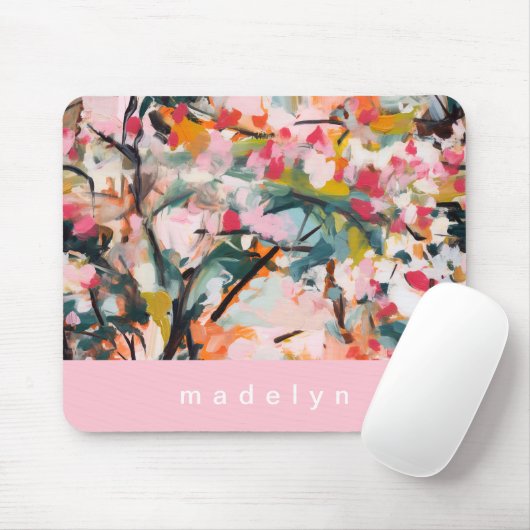 Moderner abstrakter gemalter botanischer Baum Mousepad (Mit Mouse)