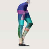 Moderner abstrakter geometrischer Blaugrün-rosa Kr Leggings (Rechts)
