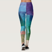 Moderner abstrakter geometrischer Blaugrün-rosa Kr Leggings (Rückseite)
