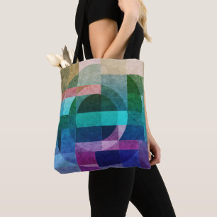 Moderner abstrakter geometrischer Blaugrün-rosa Kr Tasche