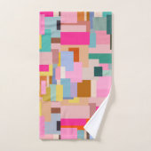 Moderner Abstrakter geometrischer Farbblock Mitte Badhandtuch Set (Handtuch)