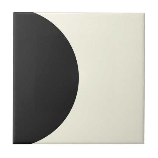 Moderner Abstrakter geometrischer Kreis Schwarz/We Fliese (Vorderseite)